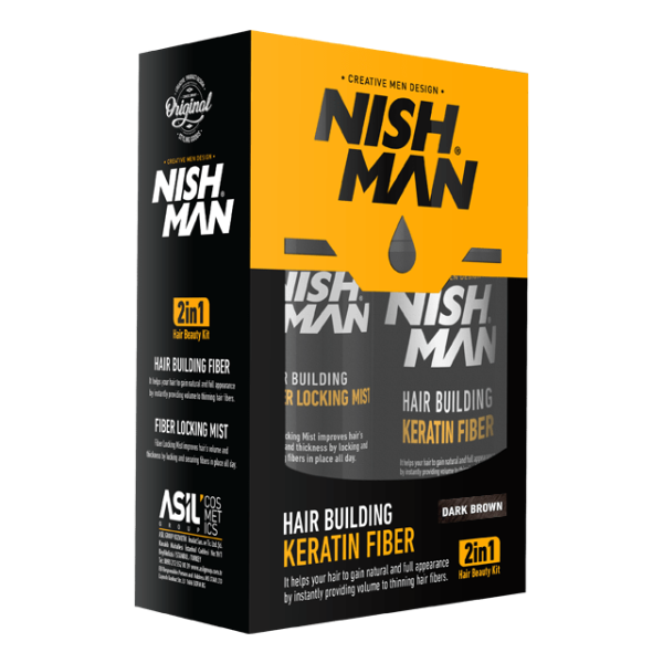 Nishman graditelj vlasi KERATIN FIBER(21g)+MIST SPRAY(100g) DARK BROWN